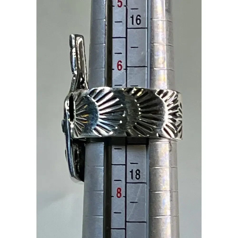 Sterling Silver TAXCO Mexico Tequila Bottle Ring Wide Stamped Band Adjustable